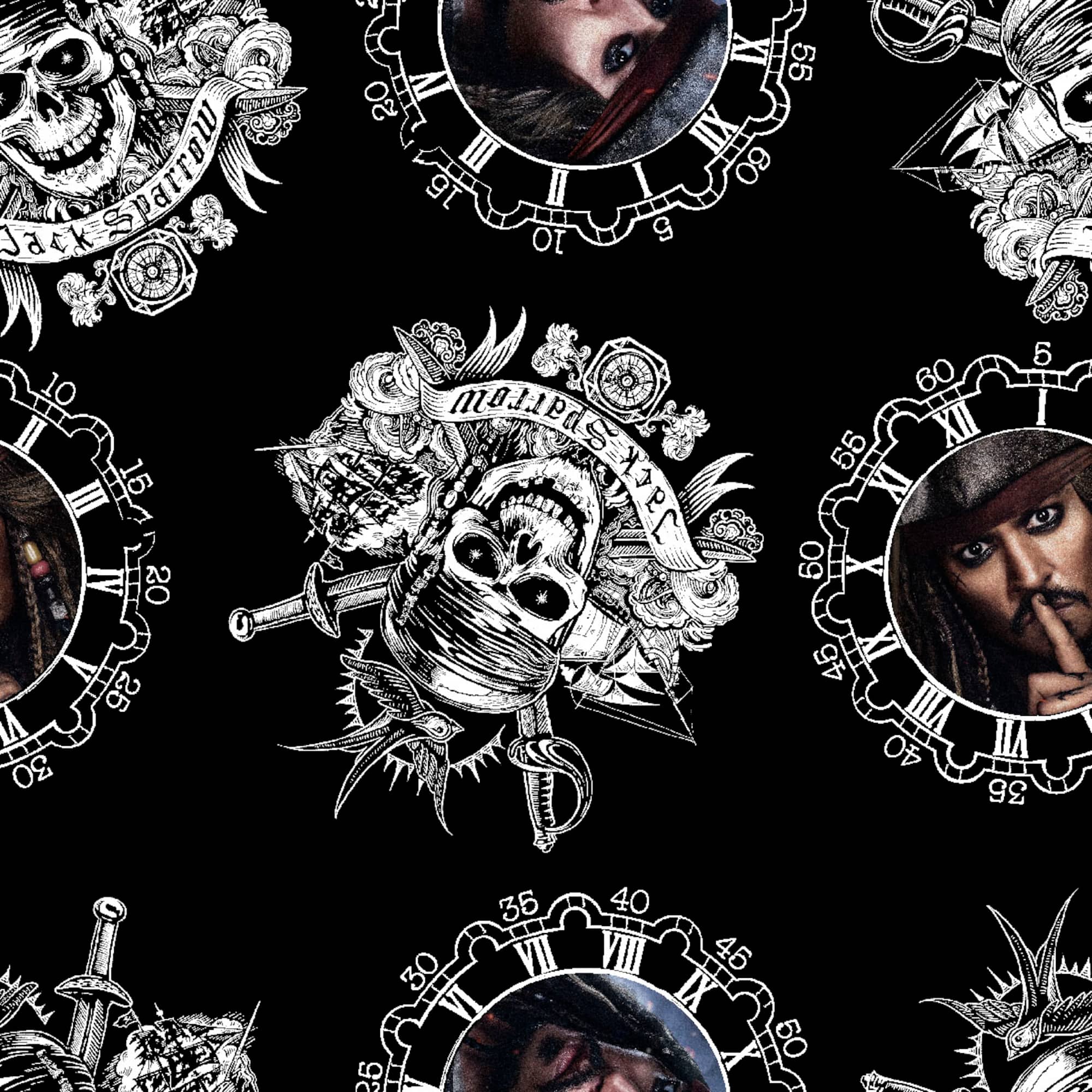 Disney® Black Captain Jack Sparrow Quilting Cotton Fabric